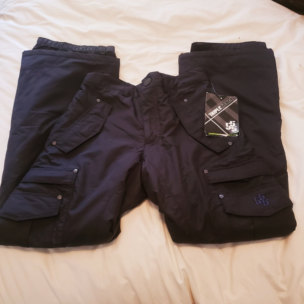 New Triple Nickel Boys Youth Black snow pants waterproof windproof nwt 12 Kid